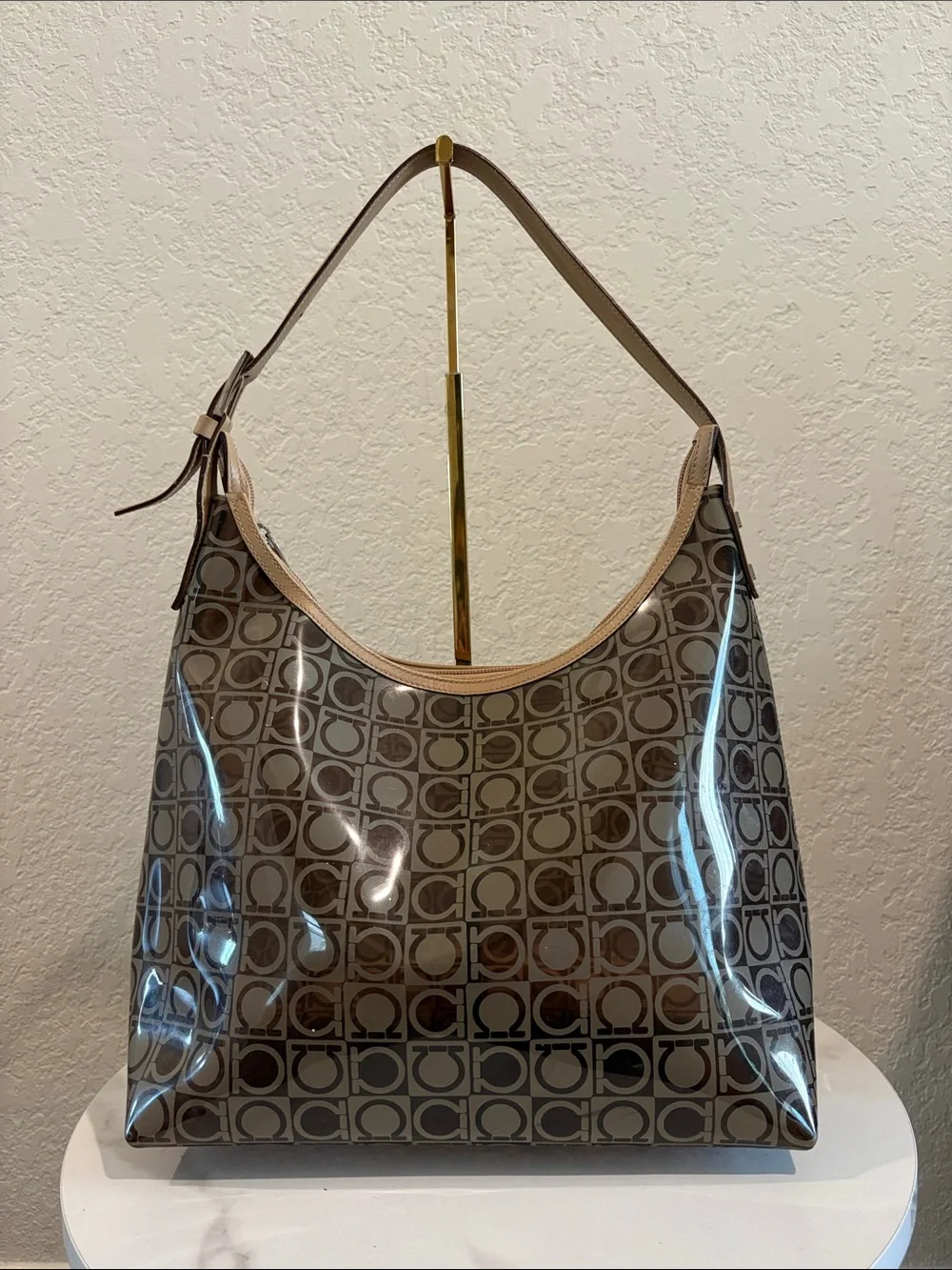 Salvatore Ferragamo translucent Gancini monogram vinyl/PVC hobo shoulder bag